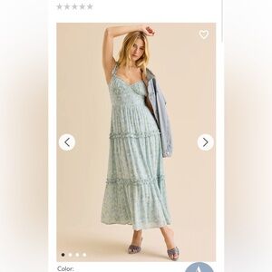 BRAND NEW Altar'd State Light Blue Floral Ruffle Tiered Maxi Dress